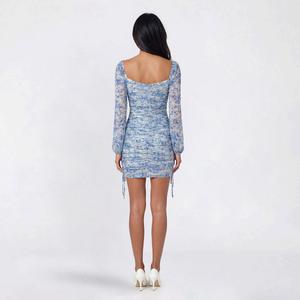 Juniors Jump Long Sleeve Floral Chiffon Square Neck Sheath Dress alternate view